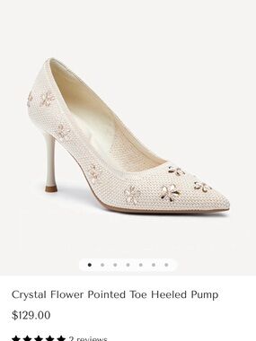 Crystal Flower Pointed Toe Heeled Pump - Cream